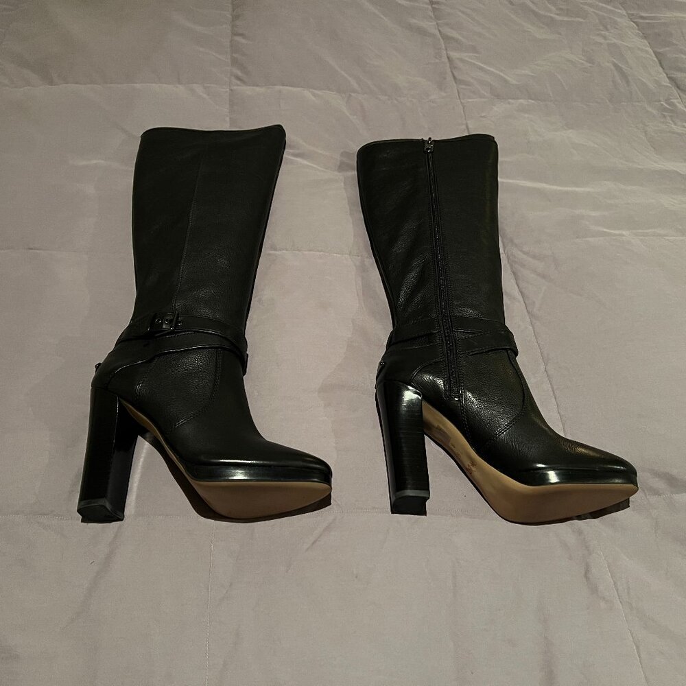 Coach Black Leather High Heel Boots: Size 7.5M